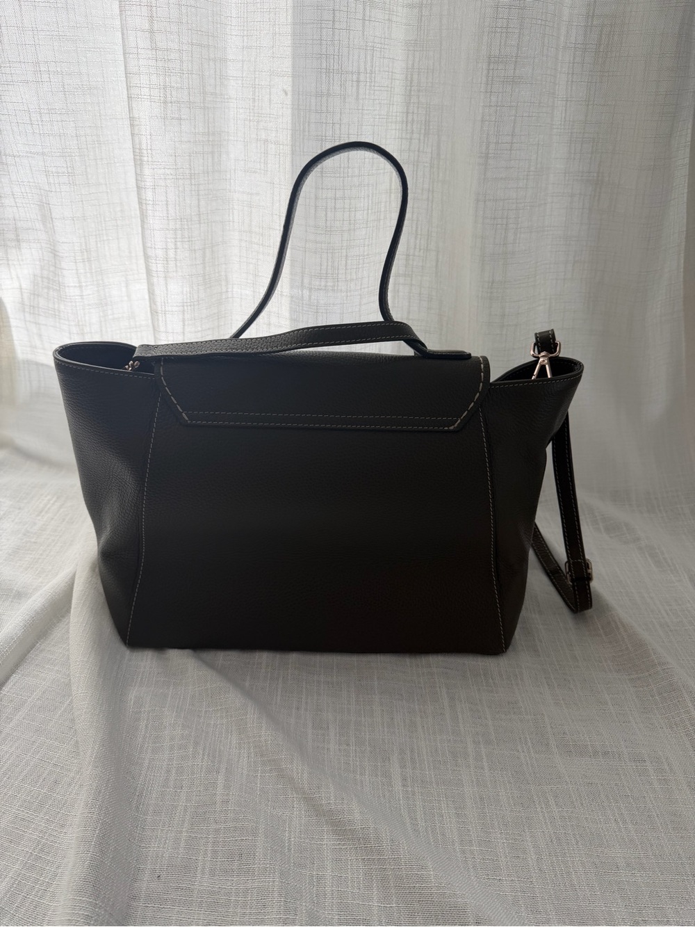 Mario Valentino Milano Olive Pebbled Leather Tote Crossbody Bag - Picture 5 of 7